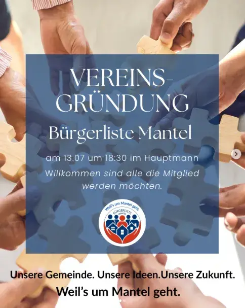 Vereinsgründung Bürgerliste Mantel am 13.07.2026